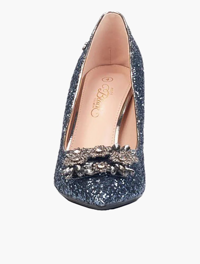 MyRunway Shop Miss Black Pewter Crystal 1 Glitter Stiletto Heels for